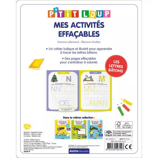 Mes activités effaçables p'tit loup - Lettres bâtons – Image 6