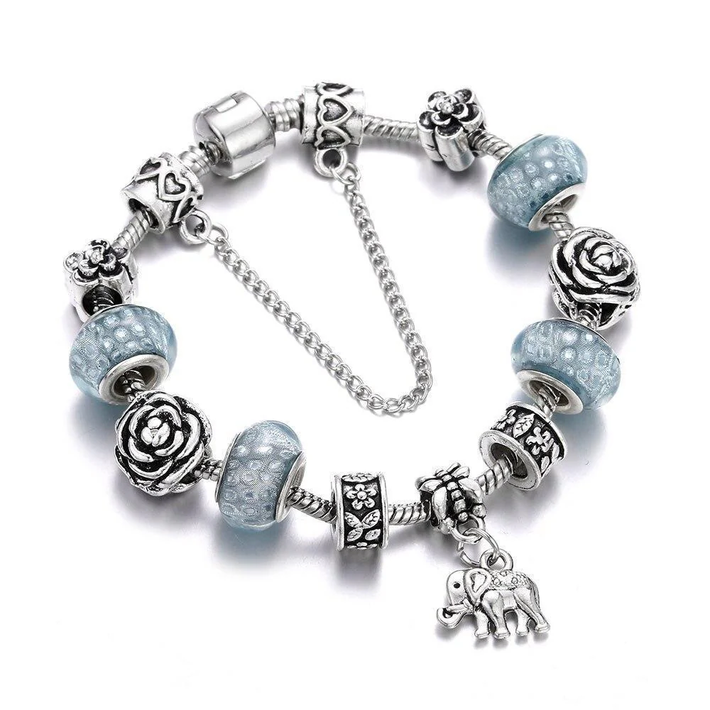 Bracelet Éléphant Fleuri (Maille)